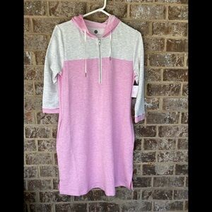 Lauren James Pink and Gray Hoodie Dress